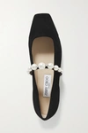 JIMMY CHOO ADE EMBELLISHED SUEDE BALLET FLATS