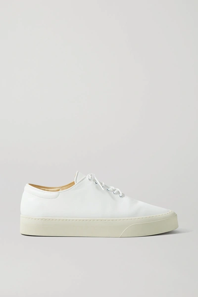 The Row Marie H Lace Up Canvas Sneakers In Bianco