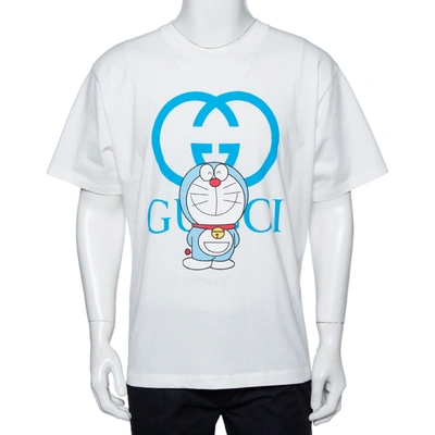 Pre-owned Gucci X Doraemon White Printed Cotton Crewneck Oversized T-shirt M