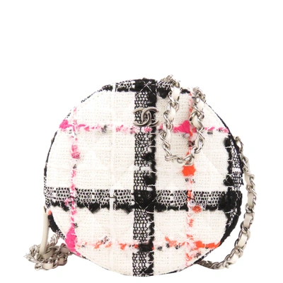 Pre-owned Chanel White Tweed Round As Earth Vintage Crossbody Bag In Multicolor
