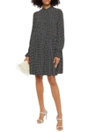 PHILOSOPHY DI LORENZO SERAFINI PINTUCKED POLKA-DOT CREPE DE CHINE MINI DRESS,3074457345626210281