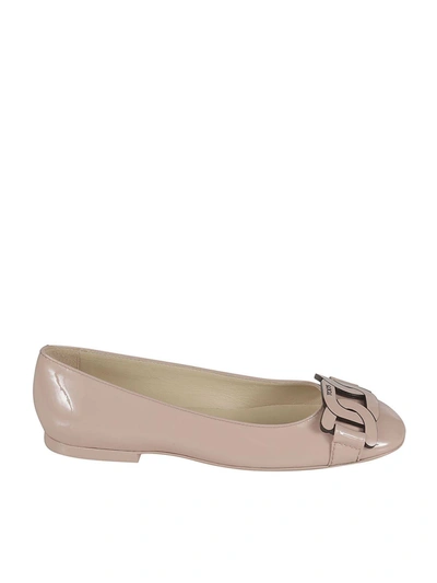 Tod's Gomma Patent Leather Ballet Flats In Pink