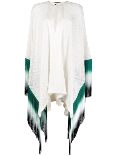 Missoni Zigzag-knit Frayed Tunic In White