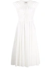 Tove Womens White Ceres Smocked Organic Cotton-poplin Midi Dress 8 In White