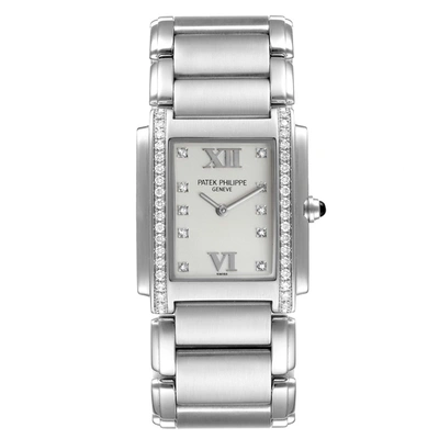 Pre-owned Patek Philippe Twenty-4 Stainless Steel Diamond Ladies Quartz Watch 4910 In Not Applicable