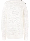Philipp Plein Pointelle-knit Crystal-embellished Jumper In White