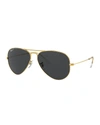 Ray Ban Metal Polarized Aviator Sunglasses In Black Gold