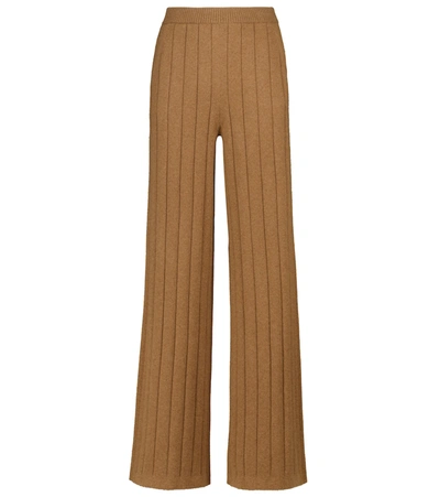 Loro Piana Duca D'aosta Wide-leg Cashmere Trousers In Brown