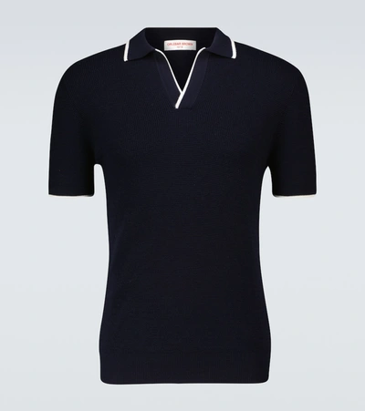 Orlebar Brown Horton Tipped-collar Merino-wool Polo Shirt In Navy