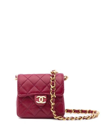 Pre-owned Chanel 1990 Classic Flap Micro Shoulder Bag In Pink