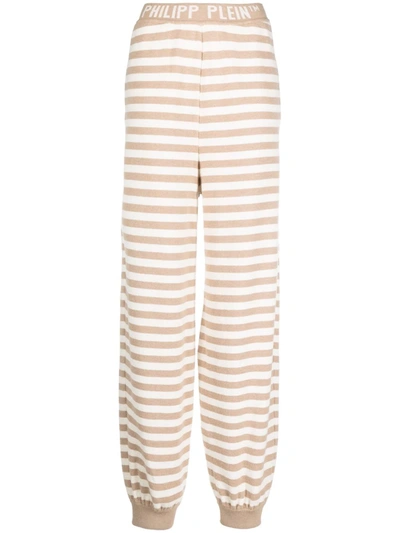 Philipp Plein Mariner Striped Cashmere Sweatpants In Neutrals