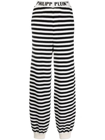 Philipp Plein Striped Knitted Trousers In Black