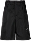 Valentino Black Nylon Garden Bermuda Shorts In Schwarz