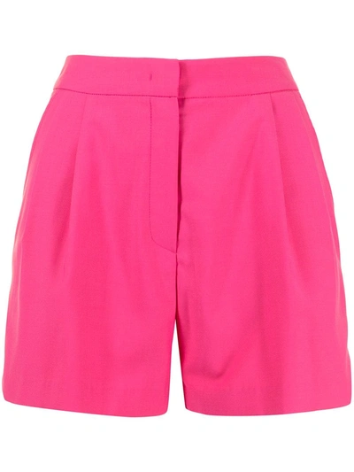 Pushbutton Pleat-detail Shorts In Rosa
