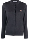 Maison Kitsuné Grey Fox Head Patch Adjusted Cardigan In Grau