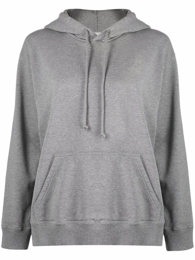 Mm6 Maison Margiela Embroidered Jersey Sweatshirt Hoodie In Grey