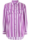 PUSHBUTTON STRIPED MOULDED-CUP COTTON SHIRT