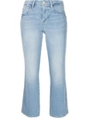 Frame Mid-rise Cropped Jeans In Blue