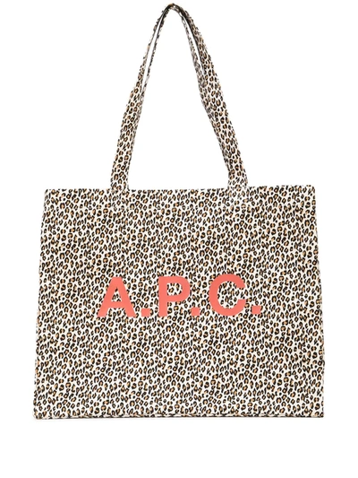 Apc Diane Leopard Print Shopper In Brown