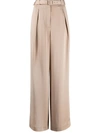 Self-portrait Womens Latte Wide-leg High-rise Woven Trousers 14 In Nude