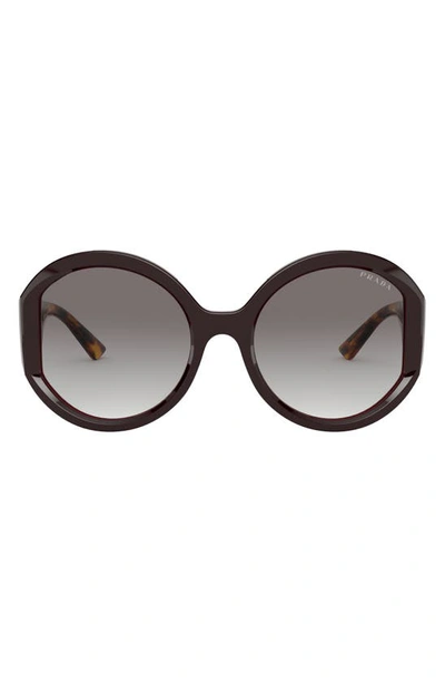 Prada 55mm Round Sunglasses In Bordeaux Gry Gradient