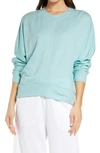 Zella Carey Crew High/low Sweatshirt In Blue Resort