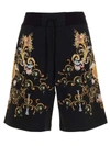 VERSACE JEANS COUTURE ALL OVER PRINT SHORTS IN BLACK