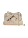 Loeffler Randall Women's Rayne Pleated Lamé Bow Clutch In Platinum/gold