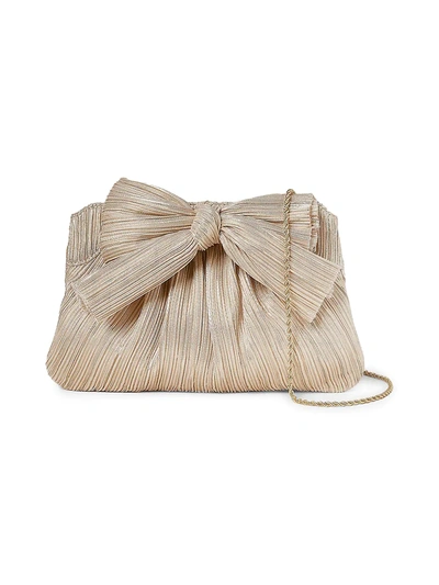 Loeffler Randall Rayne Pleated Frame Clutch With Bow In Platinum