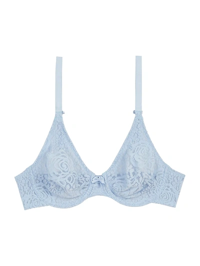 Wacoal Halo Lace Molded Underwire Bra 851205, Up To G Cup In Blue Fog