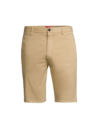 Hugo Slim-fit Chino Shorts In Stretch-cotton Gabardine In Beige