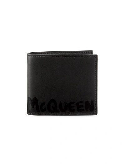 Mcq By Alexander Mcqueen Graffiti Leather Billfold Wallet In Black