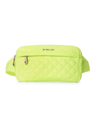 Mz Wallace Large Metro Quilted Nylon Belt Bag In Neon Yellow Oxford
