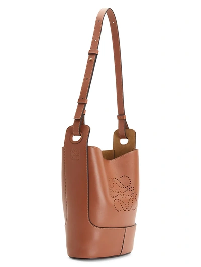 Loewe Hobo Small Perforated Leather Shoulder Bag In Tan