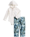 FIRST IMPRESSIONS BABY BOYS HOODED BODYSUIT & PRINTED PANTS SET, CREATED FOR MACY'S