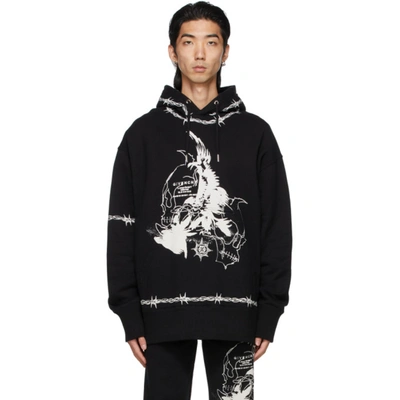 Givenchy Gothic Print Hooded Sweatshirt In Black