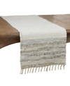 Saro Lifestyle Striped Leather Chindi Runner In Silver