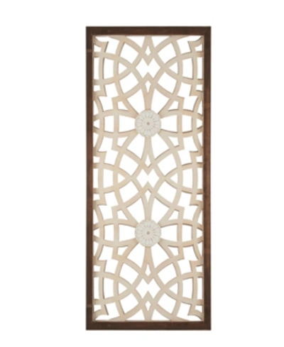Madison Park Damask Carved Wall Panel, 37.75" L X 15.75" W In Wood