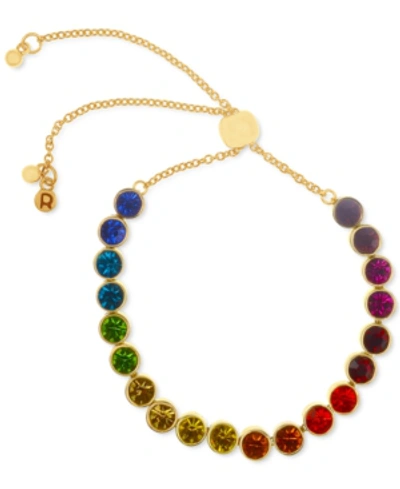 Rachel Rachel Roy Gold-tone Rainbow Crystal Slider Bracelet In Multi