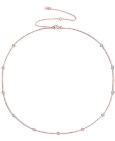 Macy's Diamond Bezel Necklace (1/10 Ct. T.w.) In Sterling Silver, 14k Gold-plated Sterling Silver Or 14k Ro In Pink