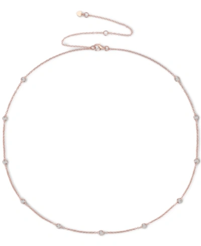 Macy's Diamond Bezel Necklace (1/10 Ct. T.w.) In Sterling Silver, 14k Gold-plated Sterling Silver Or 14k Ro In Rose Gold-plated Sterling Silver