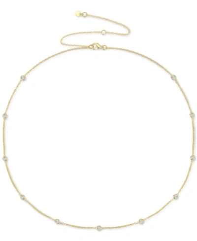 Macy's Diamond Bezel Necklace (1/10 Ct. T.w.) In Sterling Silver, 14k Gold-plated Sterling Silver Or 14k Ro In Yellow