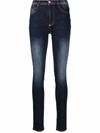 Philipp Plein Stonewashed High-waisted Jeggings In Blue