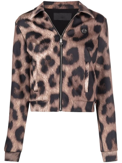Philipp Plein Leopard-print Jacket In Neutrals