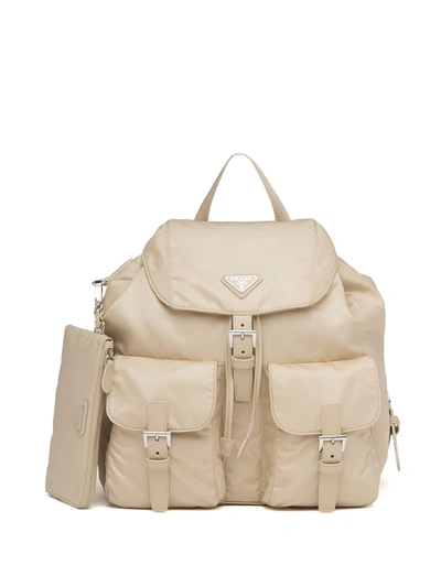 Prada Vela Medium Recycled Nylon Backpack In 中性色