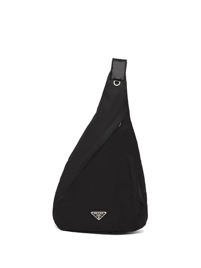 Prada Re-nylon Logo-plaque Backpack In F0002 Nero