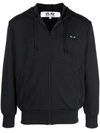 Comme Des Garçons Play Logo-print Zipped Hoodie In Schwarz