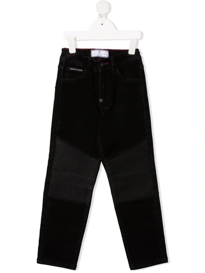 Philipp Plein Kids' Straight-leg Biker Trousers In Black