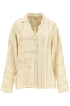 Totême Toteme Monogram Embroidered Pajama Pants In Ivory Monogram (beige)