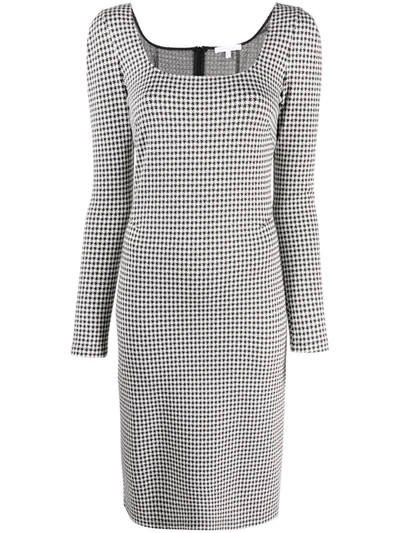 Patrizia Pepe Houndstooth Midi Dress In Weiss